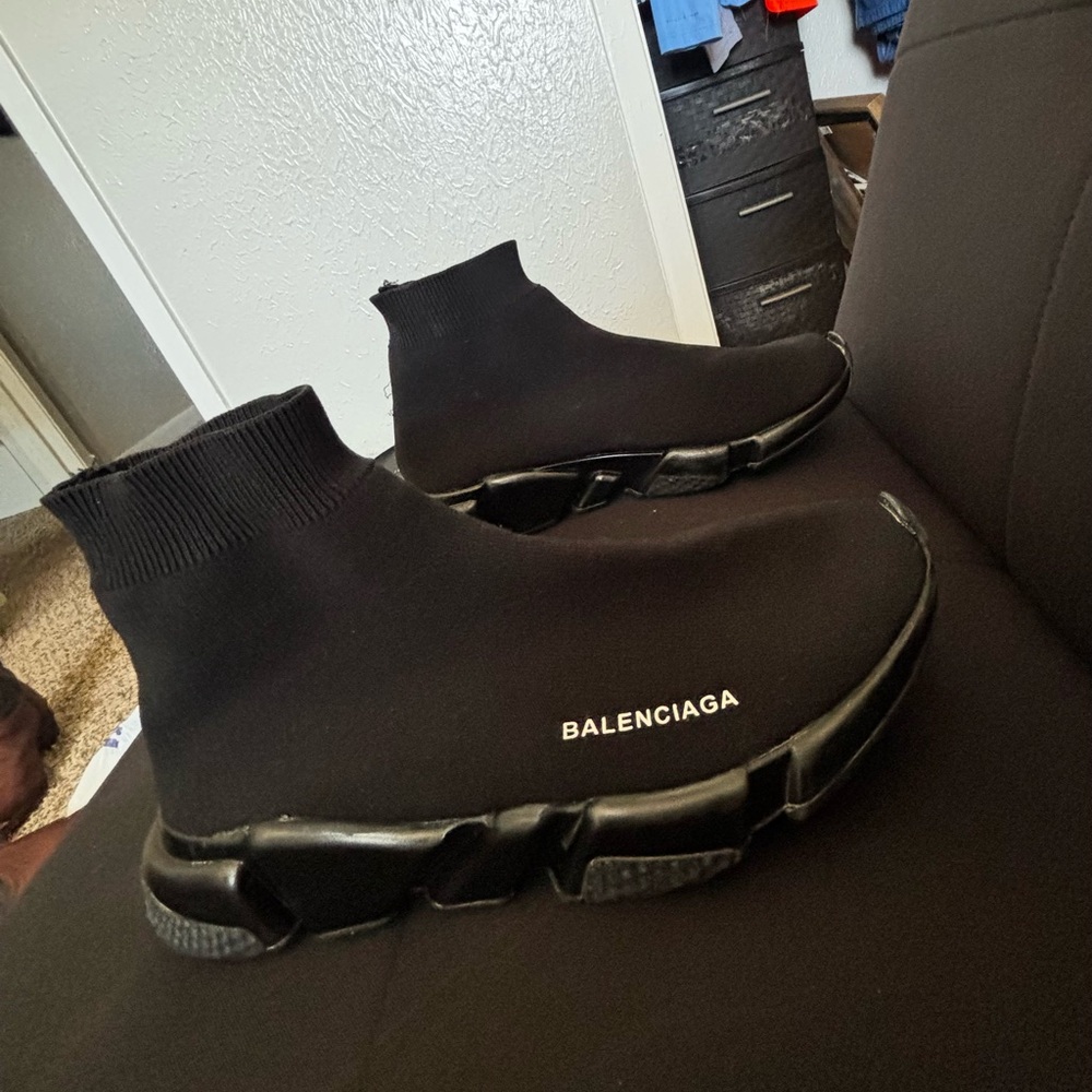 Balenciaga Men's Black Knit Sneakers